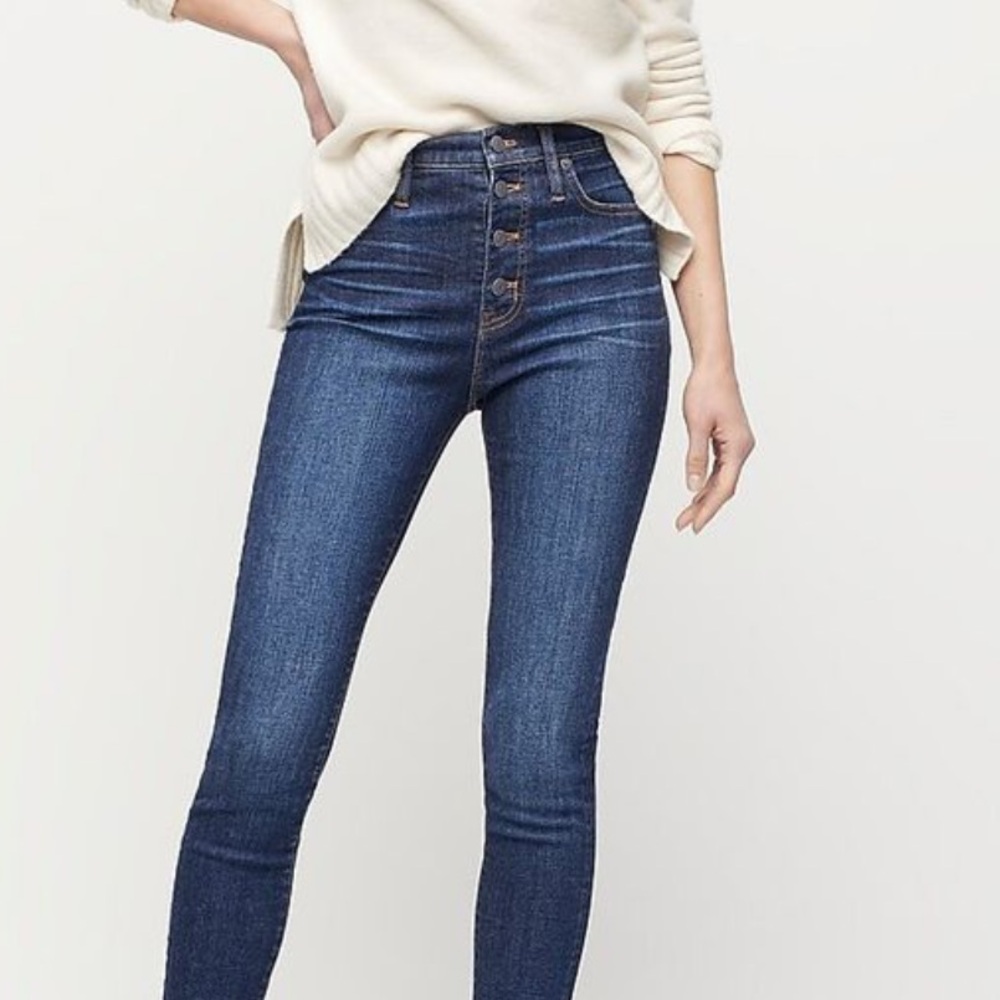 J. Crew 10” High Rise Toothpick Fray Hem Jeans